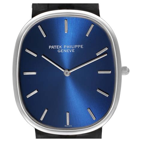 golden ellipse blue dial watch